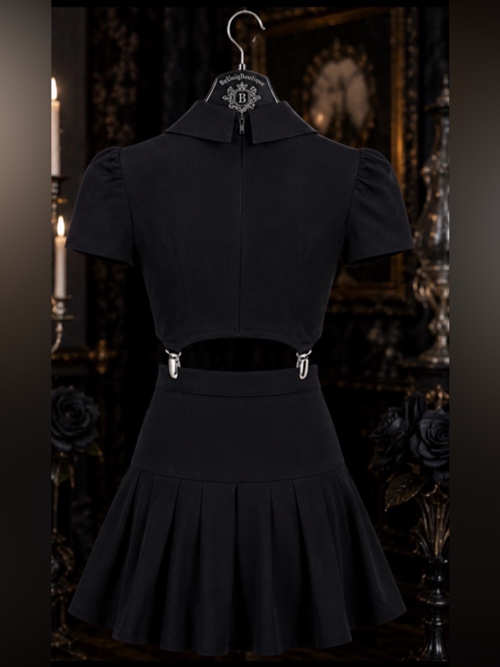 NWT Killstar Darita Suspender Mini Dress Set Black Gothic M - Picture 5 of 12
